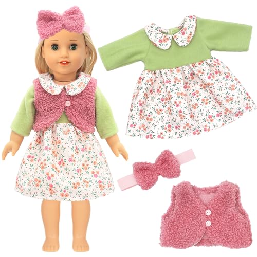 Puppenkleidung 35-43 cm, Puppenkleidung für Babypuppen Enthält EIN Kleid, eine Weste und EIN Stirnband, Kleidung Bekleidung Outfits für Baby Puppen 14-18Inch von WanderGo