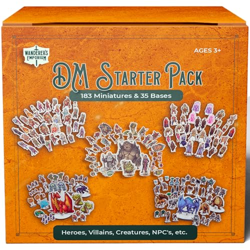 Wanderers Emporium Harte flache Minis für DND-Miniaturen mit Sockeln | 28 mm - 32 mm Maßstab Dungeons and Dragons Starter Set 5e (DM Starter Pack, 183, Miniaturen) von Wanderers Emporium