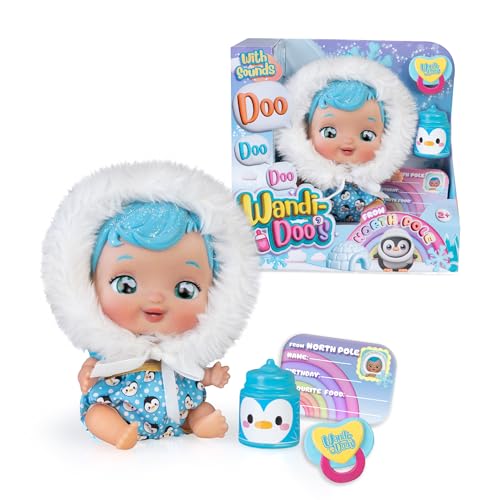 WANDI-DOO'S from North Pole, Eskimo-Baby-Puppe des Nordpols, spricht mit der universellen Sprache der Babys, DOO DOO DOO, Eskimo-Kleid mit 2 Zubehörteilen, Flasche und Schnuller, Berühmt (WAD00000) von Wandi Doo's