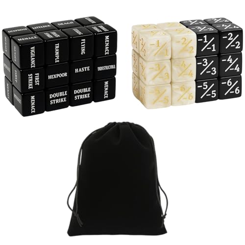 48 MTG Würfel Set, Gezinkte Würfel und The Gathering Zubehör mit Tragebeutel, Ideal für TCG Kartenspiele, Counter und Token für MTG, Würfel, MTG Dice 48 MTG Würfel Set, Gezinkte Würfel und The Gathering Zubehör mit Tragebeutel, Ideal für TCG Kartenspiele, Counter und Token für MTG, Würfel, MTG Dice von WangVipfei