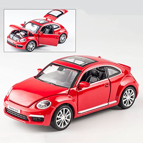 WangXLDD Kompatibel mit Volkswagen Beetle Alloy Car Model Toy Sound and Light Opening 1:32 Metal Toy Car Kinderauto zum Zurückziehen (Red) von WangXLDD