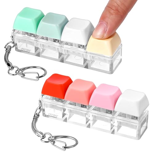 Wanmu 2 x Tastatur-Fidget-Spielzeug, Tastatur-Klicker, Fidget mit 3 Arten Touch-Erfahrung, Fidget-Tasten-Schlüsselanhänger, Dekompressionsspielzeug, Knopf, Stressabbau, Geschenke zum Stressabbau von Wanmu