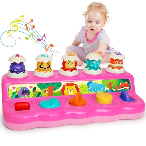 Wanonoo Baby Spielzeug ab 1 Jahr Mädchen, Pop up Baby Montessori Spielzeug 6 8 9 10 12 Monate mit Musik & Licht, Musik Spielzeug mit Tieren Motorikspielzeug 1 Jahr Interaktives Geschenke ab 1 2 Jahr von Wanonoo