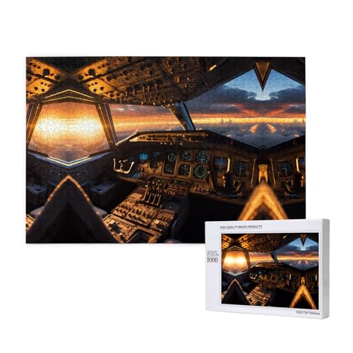 Flugzeug-Cockpit-Puzzles für Erwachsene, 1000 Teile, Holzpuzzle für Familie, Freunde, Heimdekoration, Wandkunst, 29,5 x 50 cm Flugzeug-Cockpit-Puzzles für Erwachsene, 1000 Teile, Holzpuzzle für Familie, Freunde, Heimdekoration, Wandkunst, 29,5 x 50 cm von WapNo