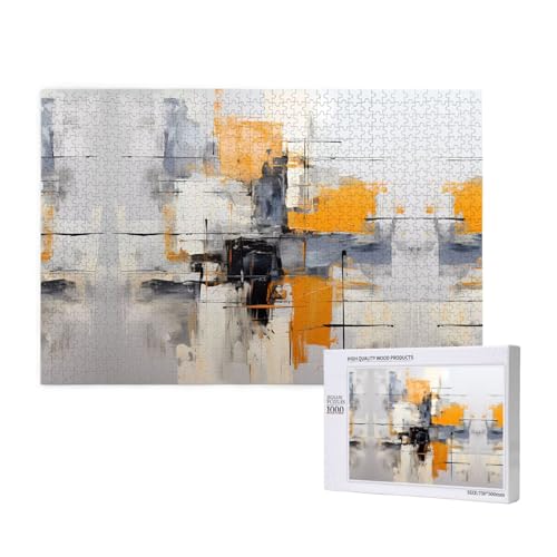 Graue und gelbe abstrakte Kunstmalerei-Puzzles für Erwachsene, 1000 Teile, Holzpuzzle für Familie, Freunde, Heimdekoration, Wandkunst, 29,5 x 50 cm Graue und gelbe abstrakte Kunstmalerei-Puzzles für Erwachsene, 1000 Teile, Holzpuzzle für Familie, Freunde, Heimdekoration, Wandkunst, 29,5 x 50 cm von WapNo