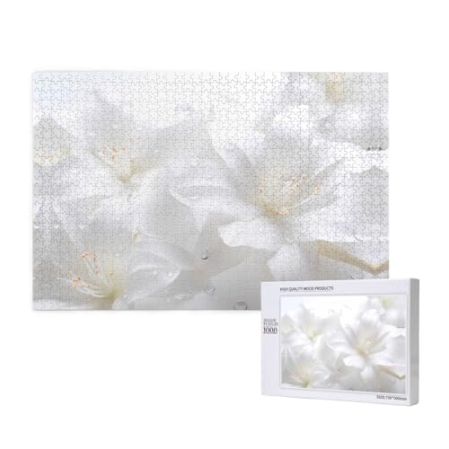 Pure White Staubblätter Puzzles für Erwachsene, 1000 Teile, Holzpuzzle für Familie, Freunde, Heimdekoration, Wandkunst, 29,5 x 50 cm Pure White Staubblätter Puzzles für Erwachsene, 1000 Teile, Holzpuzzle für Familie, Freunde, Heimdekoration, Wandkunst, 29,5 x 50 cm von WapNo