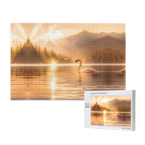 Puzzle Schwan im See, 1000 Teile, Holzpuzzle für Familie, Freunde, Heimdekoration, Wandkunst, 75 x 50 cm Puzzle Schwan im See, 1000 Teile, Holzpuzzle für Familie, Freunde, Heimdekoration, Wandkunst, 75 x 50 cm von WapNo
