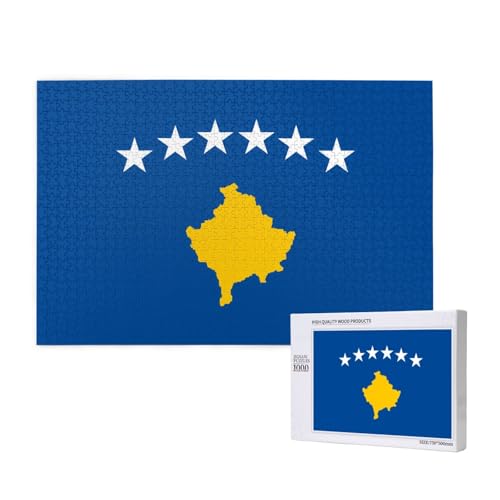 Puzzle mit Flagge des Kosovo für Erwachsene, 1000 Teile, Holzpuzzle für Familie, Freunde, Heimdekoration, Wandkunst, 29,5 x 50 cm Puzzle mit Flagge des Kosovo für Erwachsene, 1000 Teile, Holzpuzzle für Familie, Freunde, Heimdekoration, Wandkunst, 29,5 x 50 cm von WapNo