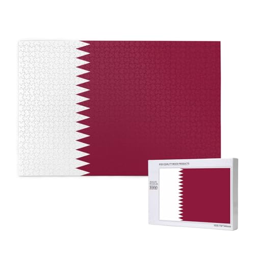Puzzle mit Katar-Flagge für Erwachsene, 1000 Teile, Holzpuzzle für Familie, Freunde, Heimdekoration, Wandkunst, 29,5 x 50 cm Puzzle mit Katar-Flagge für Erwachsene, 1000 Teile, Holzpuzzle für Familie, Freunde, Heimdekoration, Wandkunst, 29,5 x 50 cm von WapNo