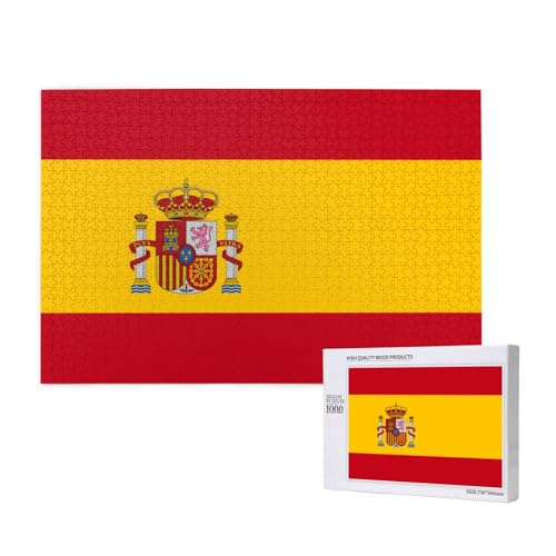 Puzzle mit spanischer Flagge für Erwachsene, 1000 Teile, Holzpuzzle für Familie, Freunde, Heimdekoration, Wandkunst, 29,5 x 50 cm Puzzle mit spanischer Flagge für Erwachsene, 1000 Teile, Holzpuzzle für Familie, Freunde, Heimdekoration, Wandkunst, 29,5 x 50 cm von WapNo