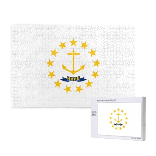 Rhode Island State Flag Puzzles für Erwachsene, 1000 Teile, Holzpuzzle für Familie, Freunde, Heimdekoration, Wandkunst, 29,5 x 50 cm Rhode Island State Flag Puzzles für Erwachsene, 1000 Teile, Holzpuzzle für Familie, Freunde, Heimdekoration, Wandkunst, 29,5 x 50 cm von WapNo