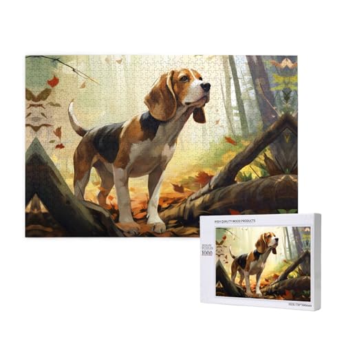 Tame Beagle-Puzzles für Erwachsene, 1000 Teile, Holzpuzzle für Familie, Freunde, Heimdekoration, Wandkunst, 75 x 50 cm Tame Beagle-Puzzles für Erwachsene, 1000 Teile, Holzpuzzle für Familie, Freunde, Heimdekoration, Wandkunst, 75 x 50 cm von WapNo