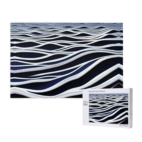 Turbulente Wellen-Puzzles für Erwachsene, 1000 Teile, Holzpuzzle für Familie, Freunde, Heimdekoration, Wandkunst, 29,5 x 50 cm von WapNo