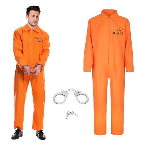 Sträfling Kostüm Karneval, Orange GefäNgnis Kostüm Herren Damen Unisex, Kostüm Häftling, Gefangener, Insasse, Sträfling, Verbrecher Faschingskostüme Cosplay Karneval Party Overall Kostüm (M-L) Sträfling Kostüm Karneval, Orange GefäNgnis Kostüm Herren Damen Unisex, Kostüm Häftling, Gefangener, Insasse, Sträfling, Verbrecher Faschingskostüme Cosplay Karneval Party Overall Kostüm (M-L) von Wapasezyar