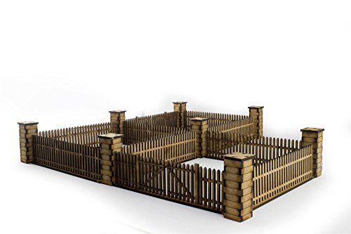 War World Gaming Lattenzaun mit Tore und Säulen - 28mm Tabletop Gelände Modellbau Diorama War World Gaming Lattenzaun mit Tore und Säulen - 28mm Tabletop Gelände Modellbau Diorama von War World Gaming