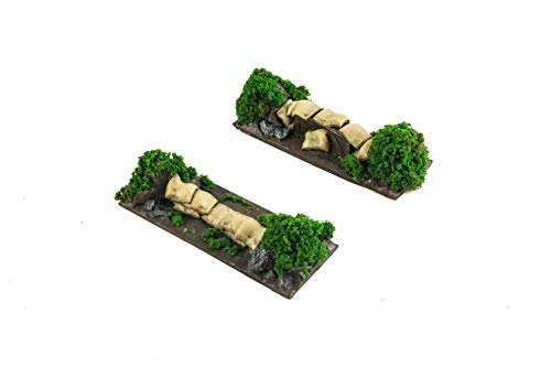 War World Gaming Battle Bocage Sandsäcke und Kisten Gemischte Verteidigungsstellungen x 2-28mm WW2 Tabletop Gelände Modellbau Modell Landschaft Diorama Schlachtfeld Deckung Versatzstücke Wargaming von War World Gaming