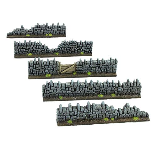 War World Gaming Beschädigte Fantasie-Mauern (Set von 20) - 25mm - 32mm Tabletop Spiele Gelände Modellbau Terrain Geländebau Wand Landschaftsbau Modell Diorama Miniatur Zubehör von War World Gaming