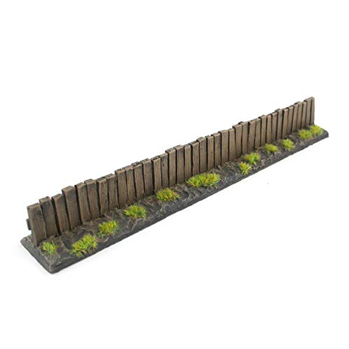 War World Gaming | Holz-Zaun | Bemalt & Beflockt x 6 | 20-28 mm Tabletop Gelände Modellbau Landschaftsbau Modellbahn von WWS