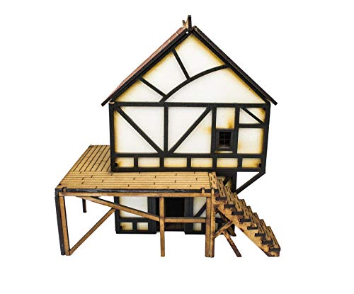 War World Gaming Medieval Town Cottage (Vorbemalt/Unbemalt) - 28mm Fantasie Tabletop Gelände Modell Diorama Modellbau von War World Gaming