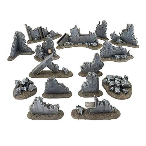 War World Gaming War Torn City Großes Bauschutt Set - 28mm Heroisch Sci-Fi Wargame Terrain Tabletop Gelände Geländebau Modellbau Zombie Post-Apokalyptisch von War World Gaming