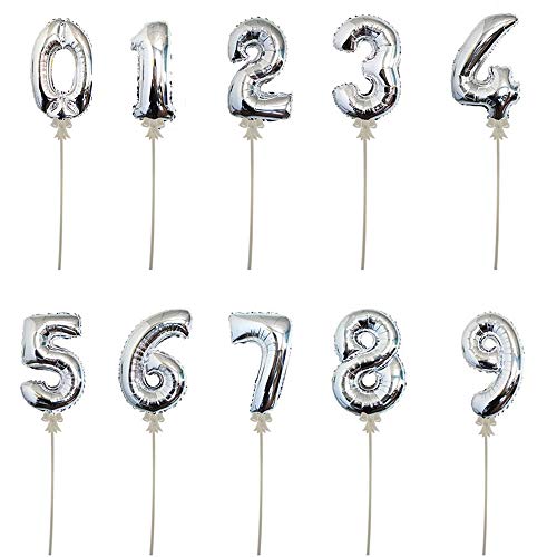Warenfux24 Folienballon mit Stick, selbstaufblasend, Höhe 20 cm, Zahlen 0 bis 9 einzeln wählbar (5) von Warenfux24