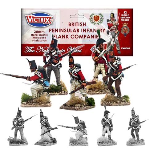 Wargames Delivered - British Peninsular Infantry Flank Companies Set, 52 sehr detaillierte 28 mm Mehrzweck-Miniaturen mit Ofenrohr-Shakos für Napoleonische Wargaming-Dioramen Wargames Delivered - British Peninsular Infantry Flank Companies Set, 52 sehr detaillierte 28 mm Mehrzweck-Miniaturen mit Ofenrohr-Shakos für Napoleonische Wargaming-Dioramen von Wargames Delivered