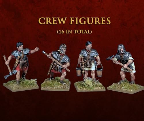 Wargames Delivered Early Imperial Roman Bolt-Shooter Set, 4 hochdetaillierte Skorpion & Manuballista Artillerie mit 16 anpassbaren Legionären Crew, 44 Köpfen, Defensivpfähle & Zubehör für Kriegsspiele von Wargames Delivered