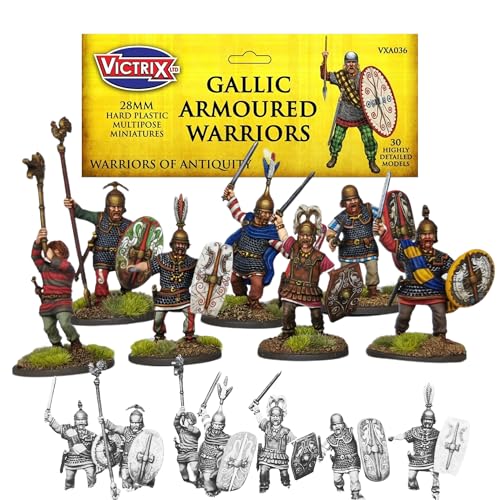 Wargames Delivered Gallische Panzerkrieger-Set, 30 sehr detaillierte 28 mm Mehrzweck-Miniaturen mit Speeren, Schilden und kunstvollem Schmuck für alte Wargaming-Dioramen Wargames Delivered Gallische Panzerkrieger-Set, 30 sehr detaillierte 28 mm Mehrzweck-Miniaturen mit Speeren, Schilden und kunstvollem Schmuck für alte Wargaming-Dioramen von Wargames Delivered