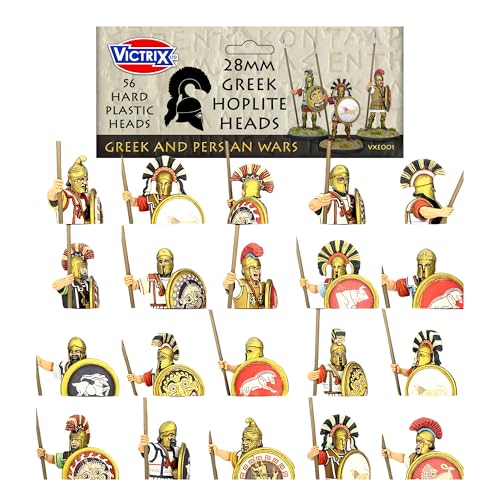 Wargames Delivered Griechische Hoplitenköpfe x 56, Hartplastik-Kit für Spartaner, Thebaner, Athener, Söldner & Mazedonier - 7 Helmstile, austauschbare Wappen für Miniatur-Kriegsspiele & Figuren Wargames Delivered Griechische Hoplitenköpfe x 56, Hartplastik-Kit für Spartaner, Thebaner, Athener, Söldner & Mazedonier - 7 Helmstile, austauschbare Wappen für Miniatur-Kriegsspiele & Figuren von Wargames Delivered
