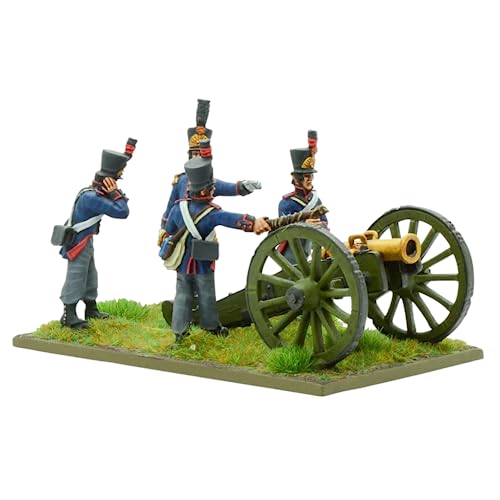 Wargames Delivered Napoleonische niederländisch-belgische Fußartillerie mit 14 cm Haubitze, Miniatur-Basen Tischplatte Wargaming Kunststoff Modellbausatz von Wargames Delivered