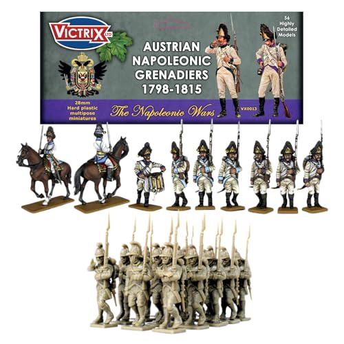 Wargames Delivered - Victrix Österreichische napoleonische Grenadiere 1798-1815 Set, 56 hochdetaillierte 28 mm Miniaturen mit montierten Colonels für Wargaming-Dioramen Wargames Delivered - Victrix Österreichische napoleonische Grenadiere 1798-1815 Set, 56 hochdetaillierte 28 mm Miniaturen mit montierten Colonels für Wargaming-Dioramen von Wargames Delivered