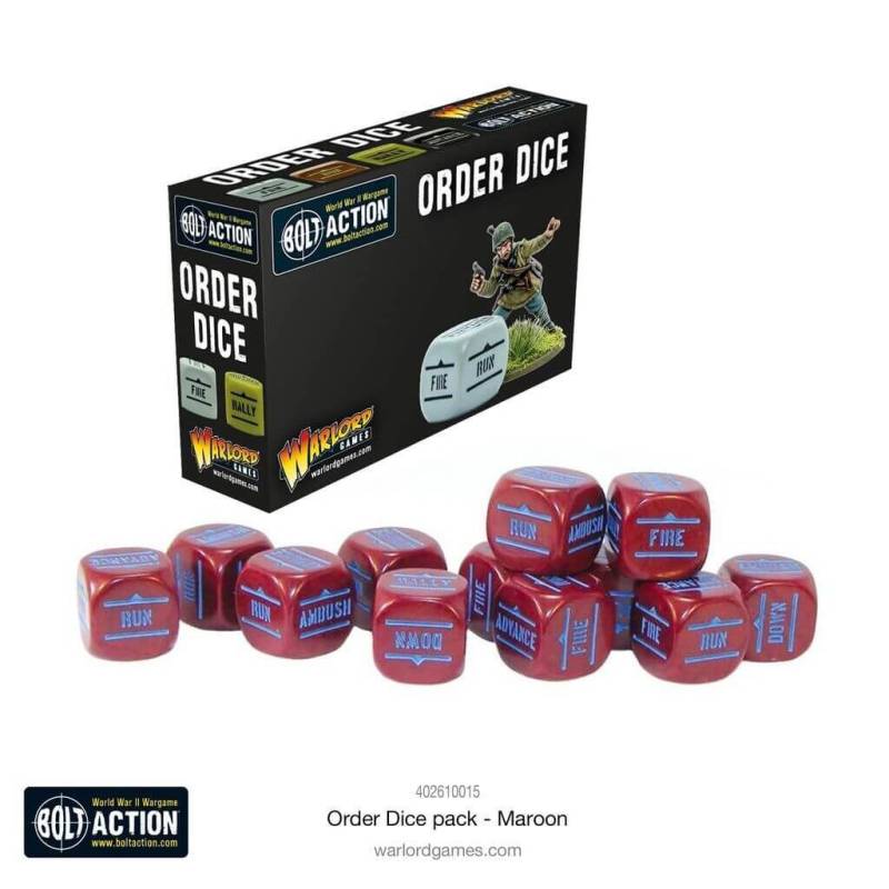 'Bolt Action Order Dice - Maroon (12)' von Warlord Games