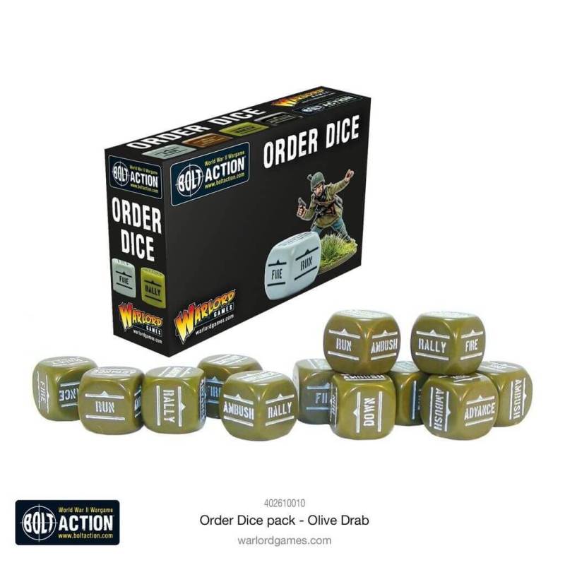 'Bolt Action Order Dice - Olive Drab (12)' von Warlord Games