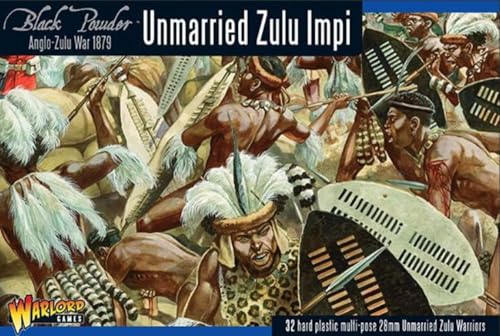 Warlord Games Unmarried Zulu Impi – 28 mm große Kunststoff-Miniaturen für schwarzes Pulver detaillierte Anglo Zulu War Era Miniaturen für Tisch-Wargaming von Warlord Games