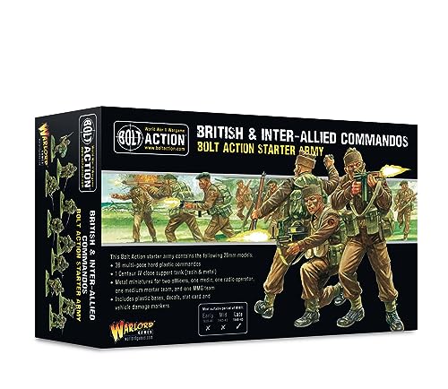 Warlord Games British & Inter-Allied Commandos Starter Army – 28 mm Skala Kunststoff-Miniaturen für Bolzenaktion, sehr detaillierte Miniaturen des Zweiten Weltkriegs für Tisch-Kriegsspiele von Warlord Games