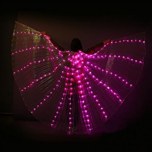 LED Isis Flügel, LED Flügel für Erwachsene, LED-Schmetterlingsflügel,360 Grad leuchtendes Bauchtanz-Kostüm, LED Bauchtanzflügel mit Teleskopstäben für Bühne, Festival und Party (Lila, Erwachsener) von Warmfunn