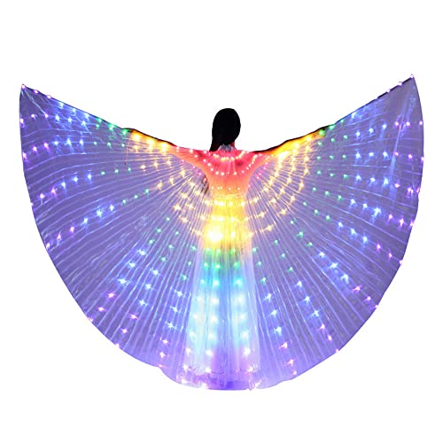 LED Isis Flügel, LED Flügel für Erwachsene, LED-Schmetterlingsflügel,360 Grad leuchtendes Bauchtanz-Kostüm, LED Bauchtanzflügel mit Teleskopstäben für Bühne, Festival und Party von Warmfunn