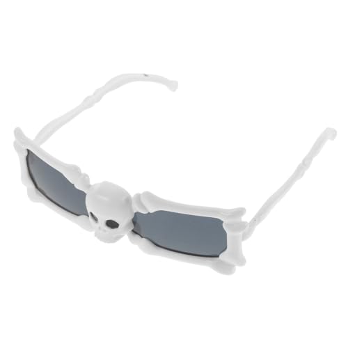Warmhm 1 Paar Brille Foto-Requisite Zombie Halloween Kostüm beängstigend Rahmen -Sonnenbrille Schädelbrille Neuartige Partybrille lustige Partybrille Plastik Weiß von Warmhm