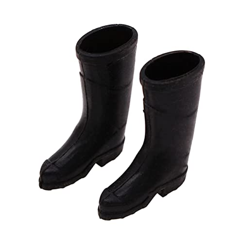 Warmhm 1 Paar Mini-Regenstiefel Mini -puppenzubehör Regenschuhe Puppenstiefel Mikrospielzeug Miniatur-zubehör Spielschuhe Vortäuschen Mini-puppenhaus Schuhe Maßstab 1 12 Black Plastik von Warmhm