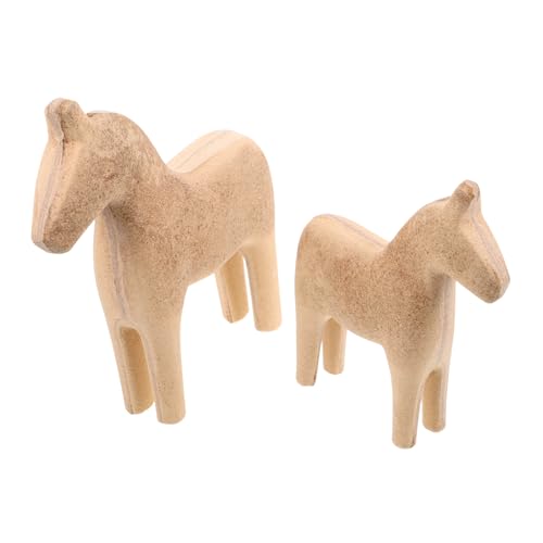 Warmhm 1 Paar Pferdeornament Pferdeornamente Für Das Zuhause Tierornamente Pferdestatue Heimdekoration Skandinavische Ornamente Sofafiguren Schwedische Dekorationen Holz Khaki von Warmhm