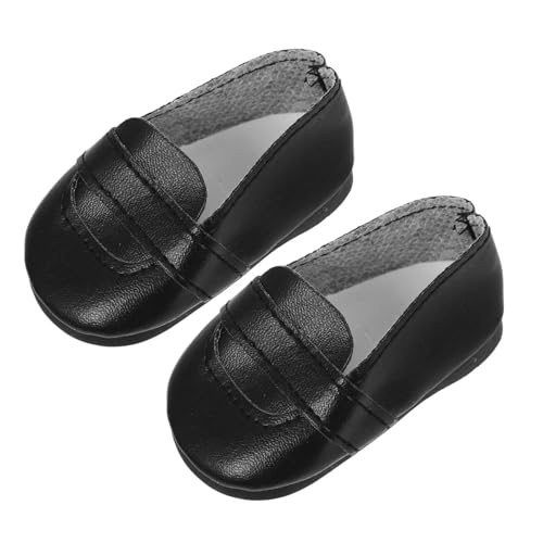 Warmhm 1 Paar Puppenschuhe Babypuppe Miniaturschuhe Puppendekor Schuhe Puppenanziehschuhe Minischuhe Pu Schwarz von Warmhm