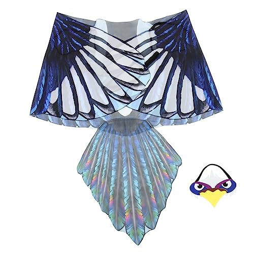 Warmhm 1 Satz Adlerflügel Halloween-kostüm Für Erwachsene Möwe Vogel Maske Halloween-kostüm Frauen Hexenkostüm Flügel Kostüm Halloween-Cosplay Cosplay Flügel Chiffon Blue von Warmhm