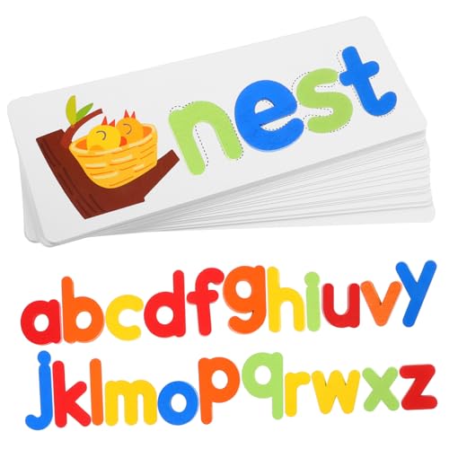 Warmhm 1 Satz Alphabet Buchstabenspeilzeug aus Holz Puzzle für Interaktive Lernspielzeuge mit Buchstabenkarten Fördert Kognitive Fähigkeiten und Eltern Interaktion von Warmhm