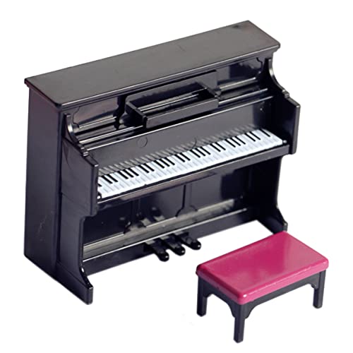 Warmhm 1 Satz Aufrechte Klavierbank Miniatur -klavierdekoration Modell Kleiner Klavierhocker Miniatur-klavierhocker Mikropiano-Modell Miniatur-klavierdekor Black Pp von Warmhm