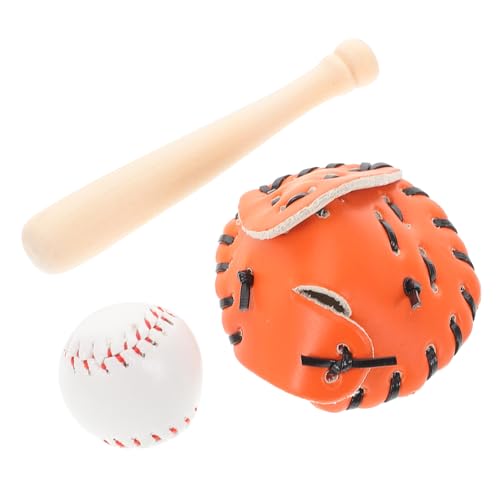 Warmhm 1 Satz Baseball-Softball-Set Mini Baseball Mini-Baseballschläger- Puppenhaus-Baseball-Set klein für sportliche Miniaturen Baseball-Mini-Dekorationen PU-Leder von Warmhm