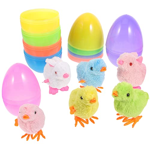 Warmhm 1 Satz Eierschalen-Kaninchen-Hühner-Set für kinderspielzeug Hase und springendes Küken zum Aufziehen Plüschhasen und -küken zum Aufziehen Osterhasendekor Osterdeko von Warmhm