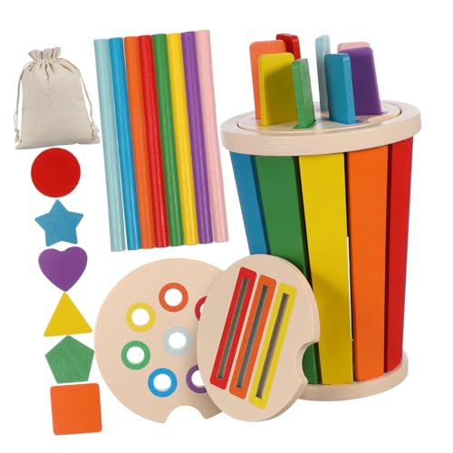 Warmhm Geometrisches Form-Matching-Spielzeug Montessori Farbsortierer Formsortierer Buntes Holzsortierspiel Frühentwicklungsversorgung Für Kleinkinder von Warmhm