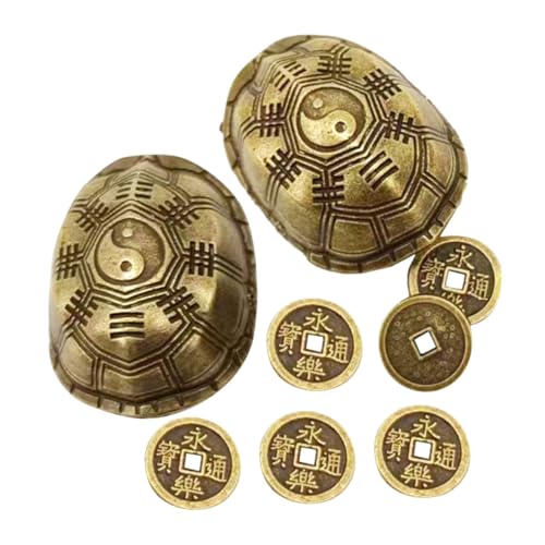 Warmhm 1 Satz Gossip Turtle Shell Toy Kleine Ornamente Schildkrötenpanzer Schreibtischfiguren Dekorative Statue Miniaturstatue Kreative Desktop-Ornamente Messing Dark Brown von Warmhm