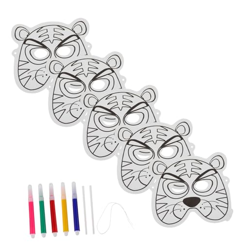 Warmhm 1 Satz Handgezeichnetes Ballonspielzeug glühen zappeln Ballongirland -Kit Ballonständer Einhorn Girlande masken für Leere unbemalte Maske Halloween-Maskenstütze Glasur Weiß von Warmhm