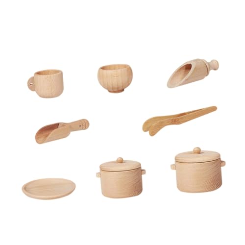 Warmhm 1 Satz Holzspielzeug Set für Teiliges Tischgeschirr Set aus Kreative Nachahmung von Küchenutensilien für Geburtstage Feiertage und Lernspielzeug von Warmhm